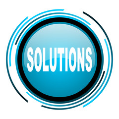 solutions blue circle glossy icon