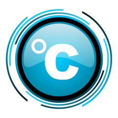 celsius blue circle glossy icon