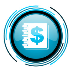 money blue circle glossy icon
