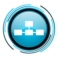 database blue circle glossy icon
