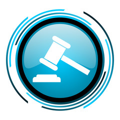 law blue circle glossy icon