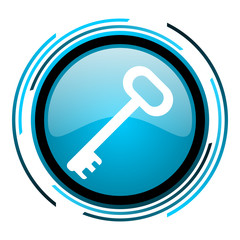 key blue circle glossy icon