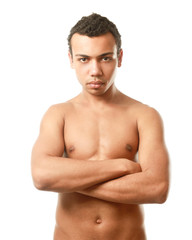 Fototapeta premium Portrait of a young man, isolated on white background