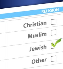 pick your religion blue survey illustration