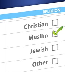 pick your religion blue survey illustration