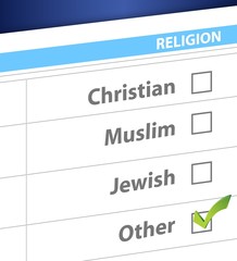 pick your religion blue survey illustration