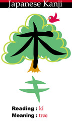 Japanese Kanji Illustration-Tree