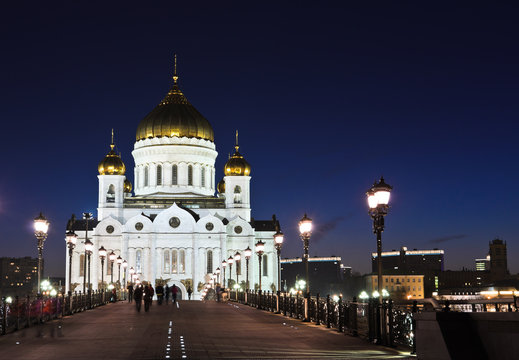 Cathedral of Christ the Saviour dusk in Moscow, Russia