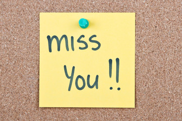 Post it note with miss you