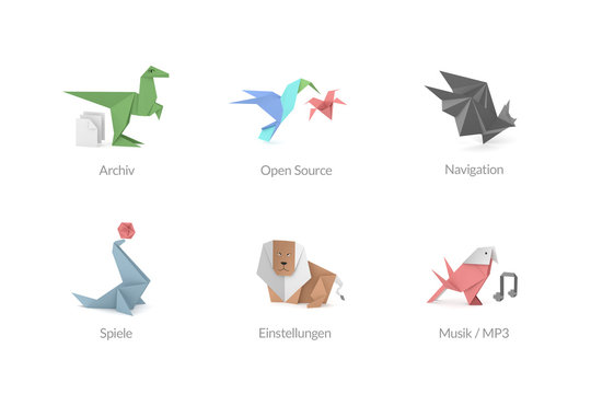 Abstrakte Origami Polygon Icons für Apps und Software