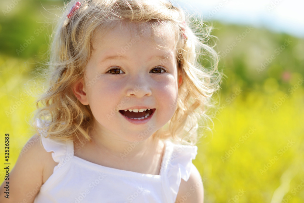 Wall mural happy toddler girl