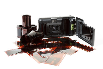 analog photo camera and color negative films