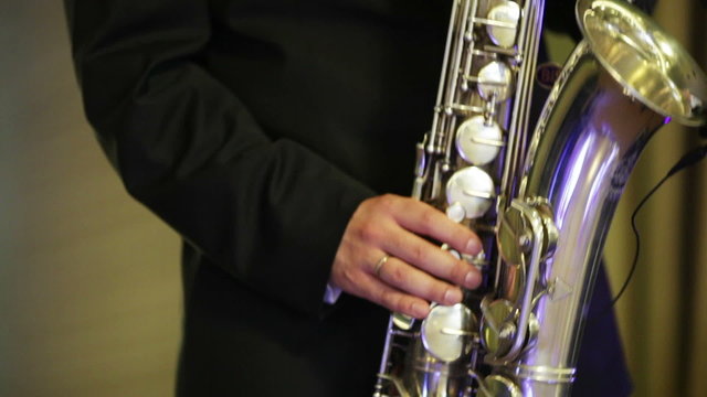 Playing the saxophone