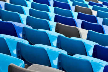 Sport arena with seats in blue color