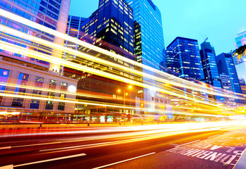 Obraz premium Traffic at night in Hong Kong