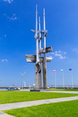 Fototapeta premium Sails monument in Gdynia at Baltic Sea, Poland