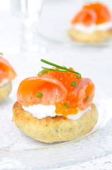 appetizer - potato bun with salted salmon, caviar