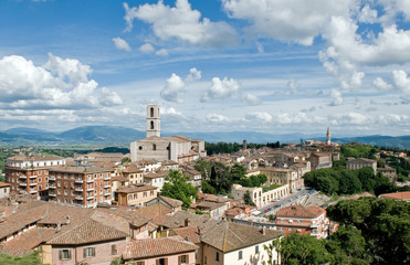 Naklejka premium Perugia - Panorama con chiese