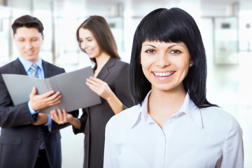 Businesspeople with female leader