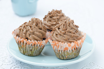 chocolate cupcake with chocolate cream horizontal