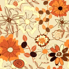 Stickers pour porte Fleurs abstraites motif floral automne sans soudure de vecteur