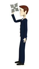 3d render of cartoon character with shuriken