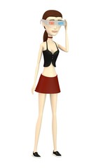 3d render of cartoon character with stereoscopic glasses