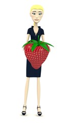 3d render of cartoon character with strawberry
