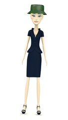 3d render of cartoon character with summer hat