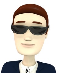 3d render of cartoon character with sunglasses