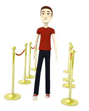 3d render of cartoon character with barriers