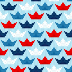 Origami Paperboats Pattern & Waves