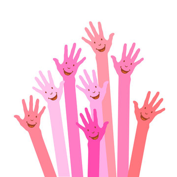 pink colorful up hands