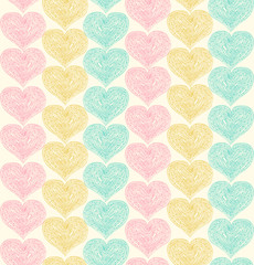 Lacy ornate seamless pattern with hearts