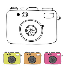 Vector illustration of detailed isolated icons of camera