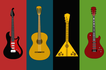 Four isolated flyers with guitars