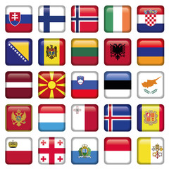 Europe Buttons Square Flags