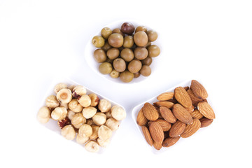 Olives, almonds and hazelnuts