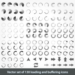 Set of 130 loading and buffering icons