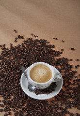 Coffee cup with beans