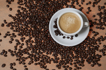 Coffee cup with beans