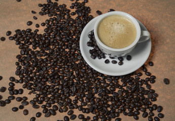 Coffee cup with beans