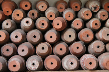 An Arrangement of Vintage Terracotta Flower Pots.