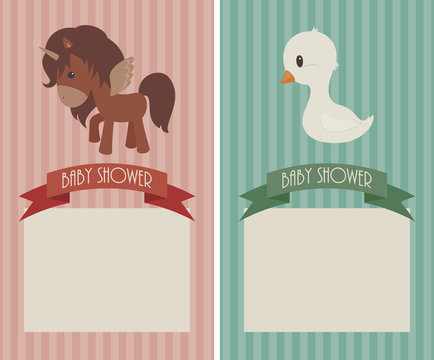 Fototapeta Baby shower cards.