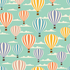 Naklejka premium Retro seamless travel pattern of balloons.