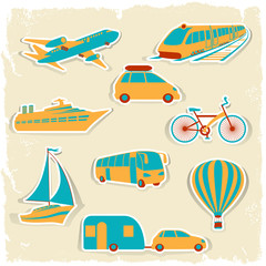 Obraz na płótnie Canvas Set of tourist transport stickers.
