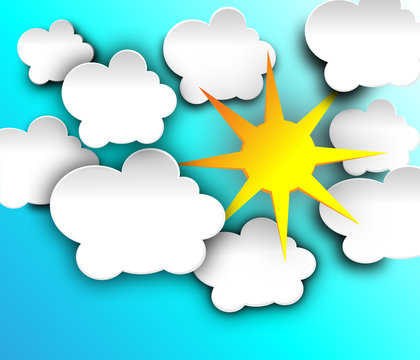 weather icon sun with cloud floats