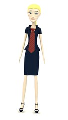 3d render of cartoon character with tie