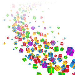 Festive background with colorful gift boxes