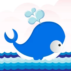 Foto op Plexiglas Illustration of cute Whale © xtremelife